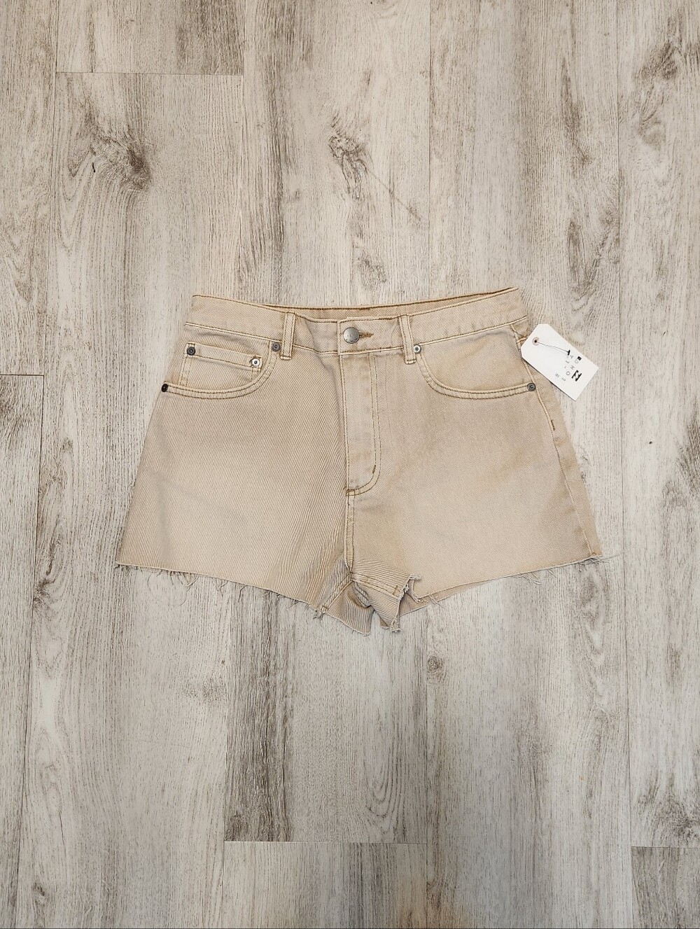 Billabong Cropped High-Rise Beige Denim Shorts